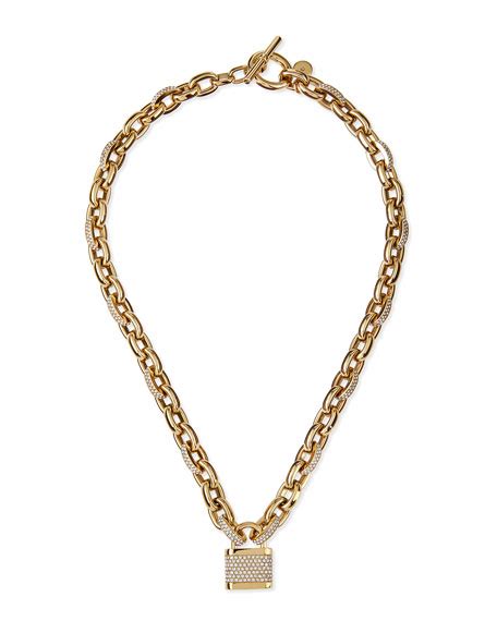 michael kors padlock toggle necklace golden|michael kors collection padlock toggle necklace gold .